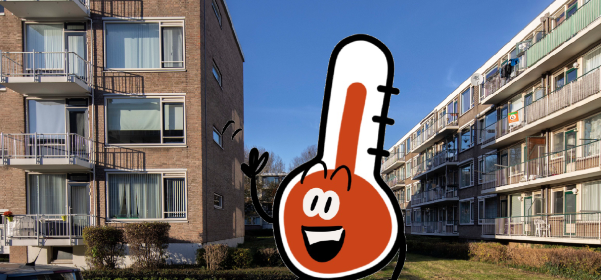 Woningen in Reyeroord met een thermometer als poppetje